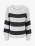 Pull rayé à col rond - Gris - 1