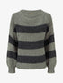 Pull rayé à col rond - Kaki - 1