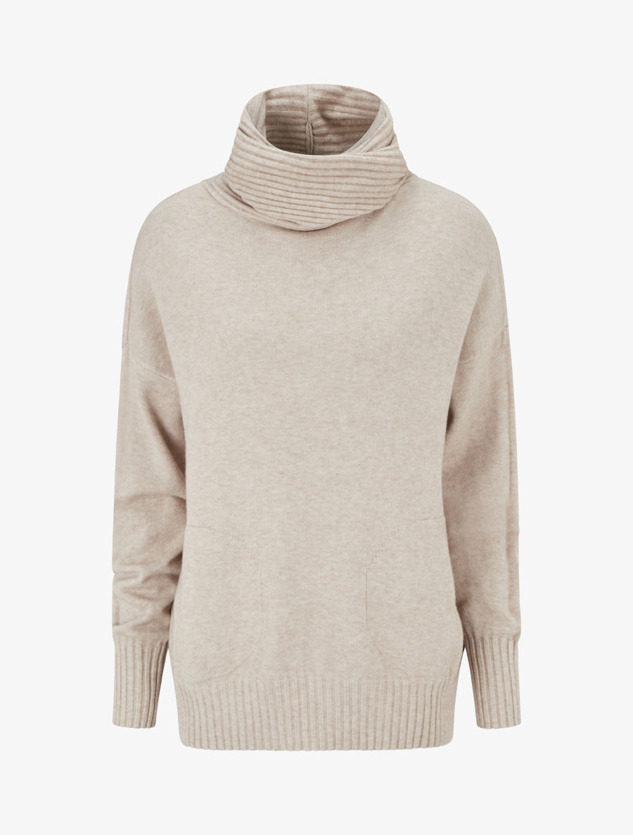Pull droit à col roulé lâche - Taupe clair - 1
