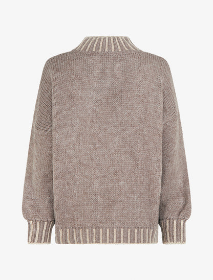 Pull en maille à col montant - Taupe - 2