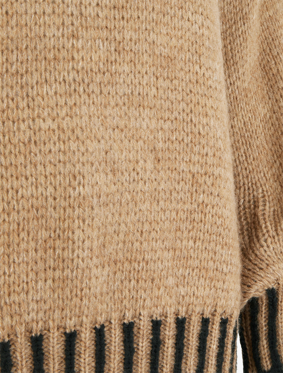 Pull en maille à col montant - Camel - 3
