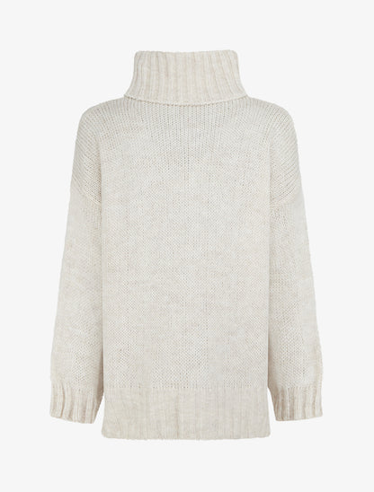 Pull coupe carrée à col roulé - Beige clair - 2