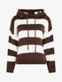 Pull rayé à capuche - Marron - 1