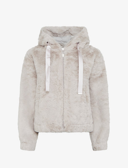 Blouson ample en fourrure synthétique - Beige - 1