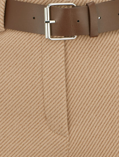 Short droit à ourlet et ceinture - Camel - 3