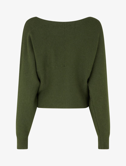 Pull court à col cache-coeur - Kaki - 2