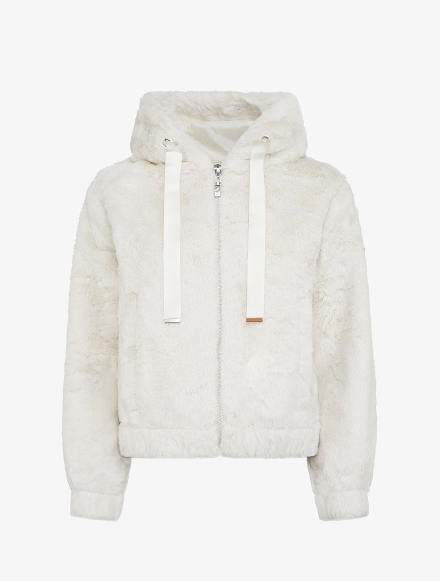 Blouson ample en fourrure synthétique - Blanc - 1