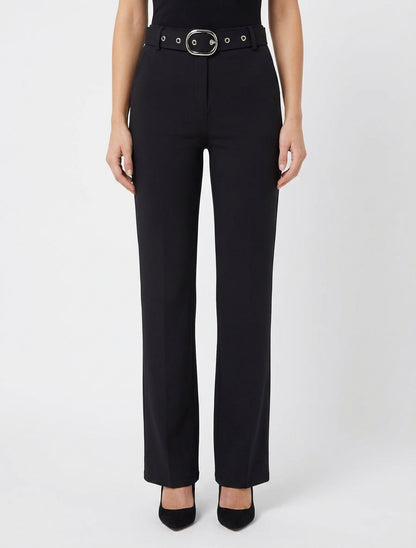 Pantalon droit à ceinture incluse - Noir