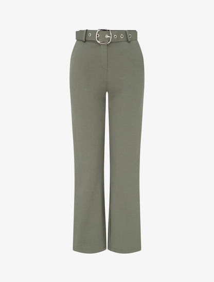 Pantalon droit ceinturé - Kaki - 1