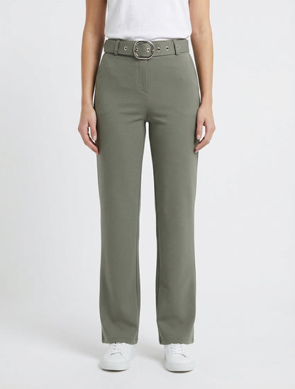 Pantalon droit à ceinture incluse - Kaki