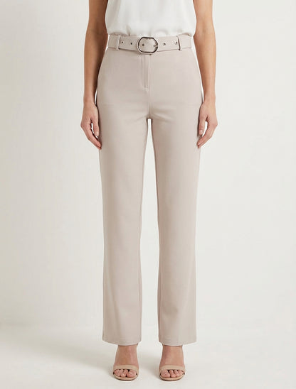 Pantalon droit avec ceinture - Beige
