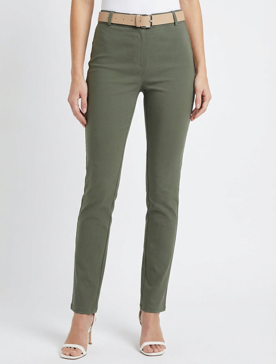 Pantalon droit avec ceinture - Kaki