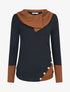 Pull fin à col rond stylisé - Camel/marine - 1
