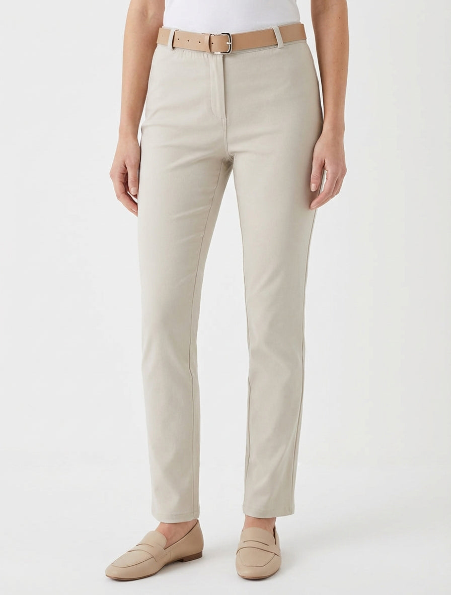Pantalon droit ceinture incluse - Beige