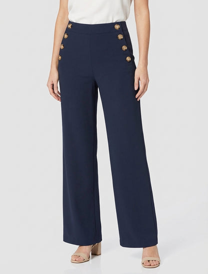 Pantalon droit taille haute - Marine