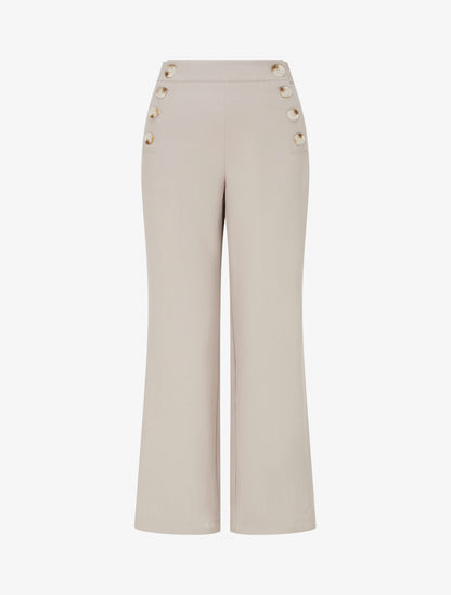 Pantalon droit à fermeture boutonnée sur les côtés - Taupe - 1