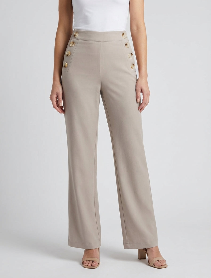 Pantalon droit taille haute - Taupe