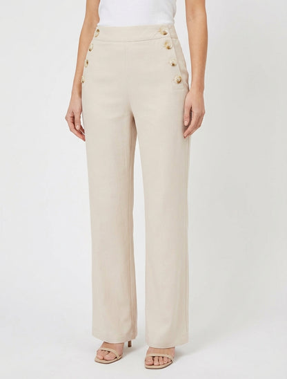 Pantalon droit taille haute - Beige