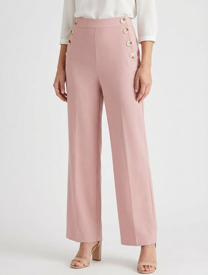 Pantalon droit taille haute - Rose