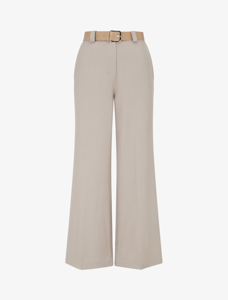 Pantalon droit uni élastiqué - Taupe - 1