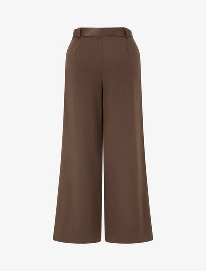 Pantalon droit uni taille haute - Marron - 2