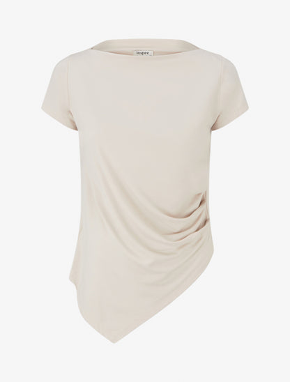 Top asymétrique à manches courtes - Beige - 1