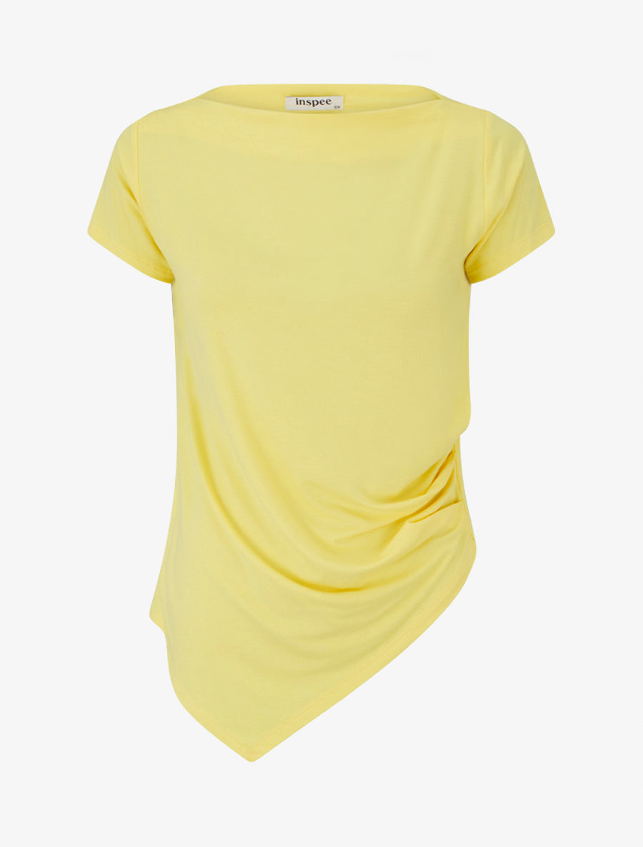 Top asymétrique à manches courtes - Jaune - 1
