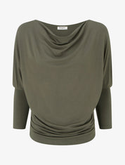 Top fluide à manches 3/4 chauve-souris - Kaki - 1