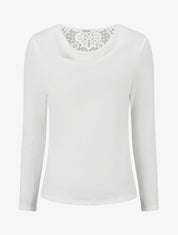 Pull à dos brodé et col bénitier - Blanc - 1