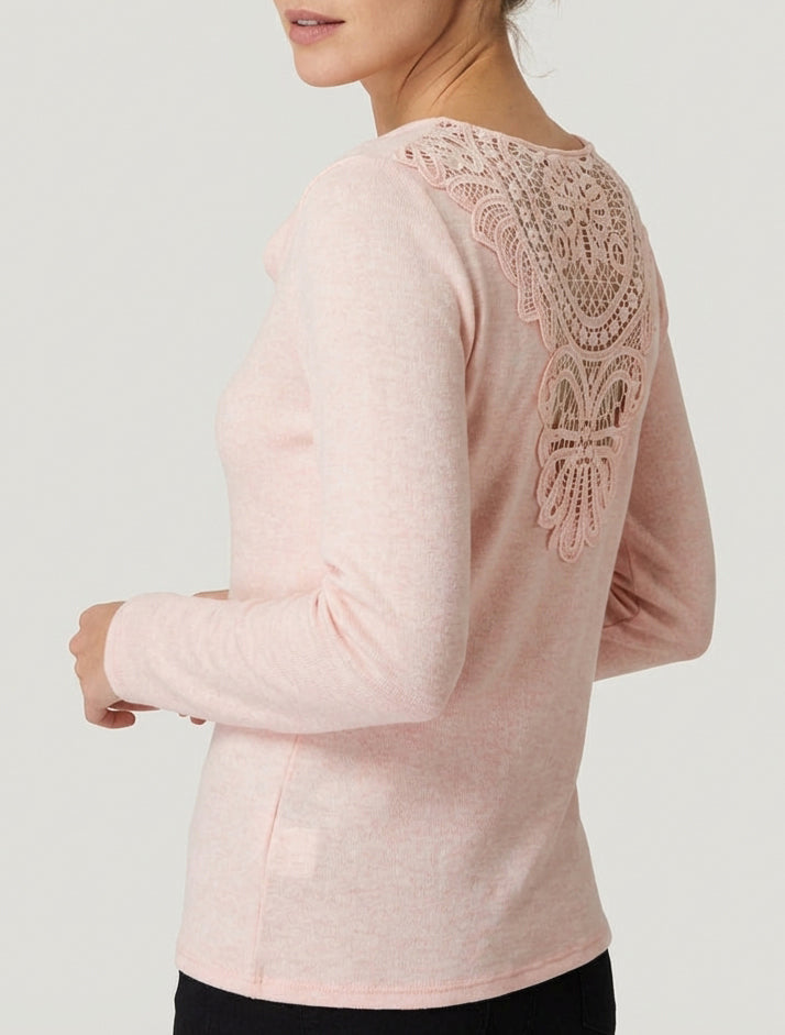 Pull fin col bénitier - Rose