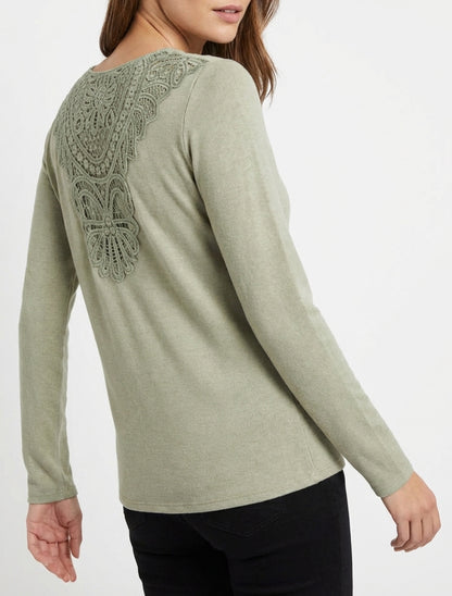 Pull fin col bénitier kaki - Kaki