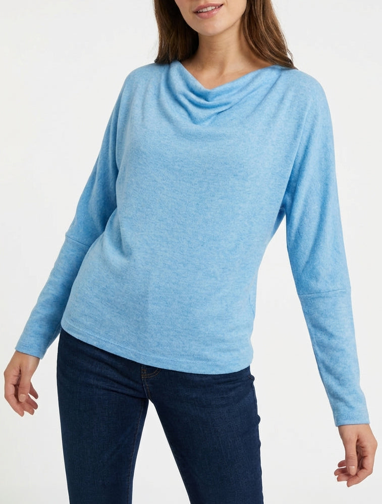 Pull fin à col bénitier - Bleu ciel