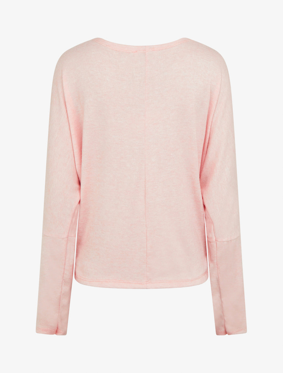 Pull fin uni à col bénitier - Rose - 2