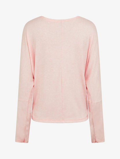 Pull fin uni à col bénitier - Rose - 2