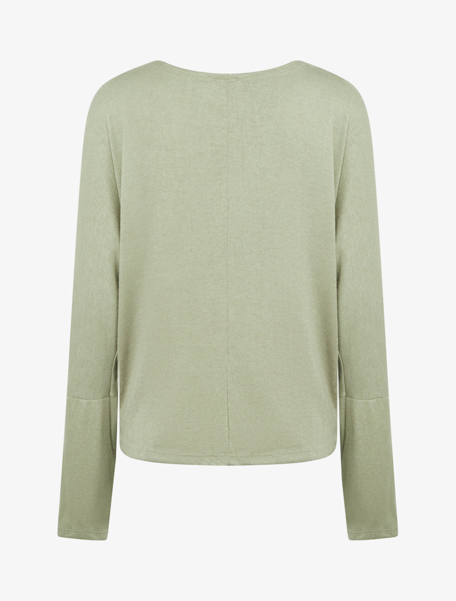 Pull fin uni à col bénitier - Kaki - 2