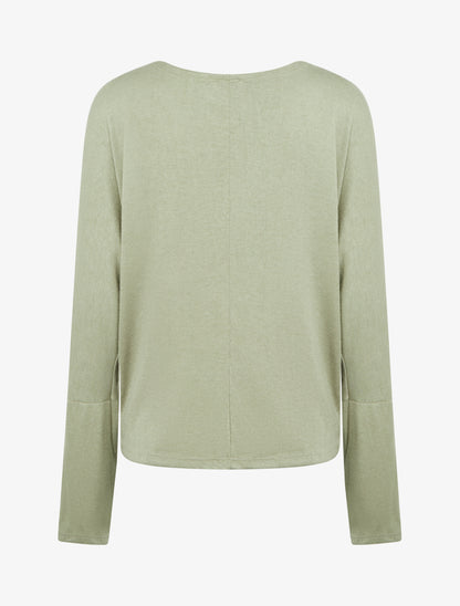 Pull fin uni à col bénitier - Kaki - 2