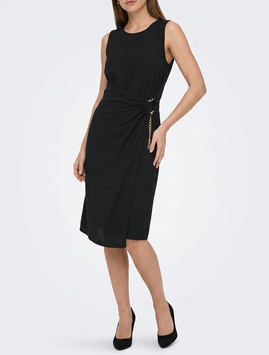 Robe longue portefeuille à pan - Noir
