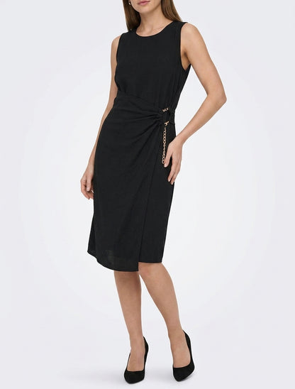 Robe longue portefeuille à pan - Noir