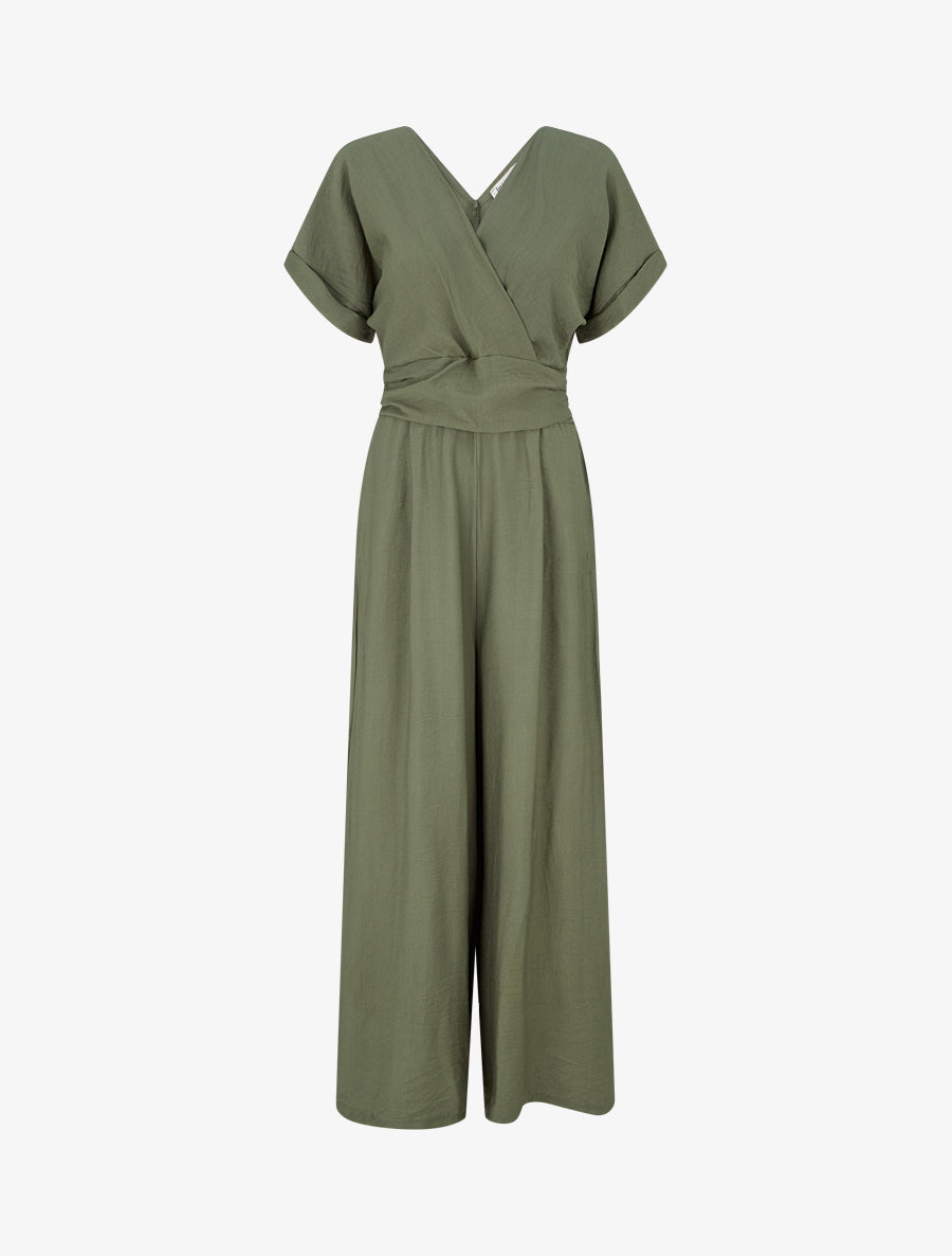 Combinaison unie à manches courtes - Kaki - 1
