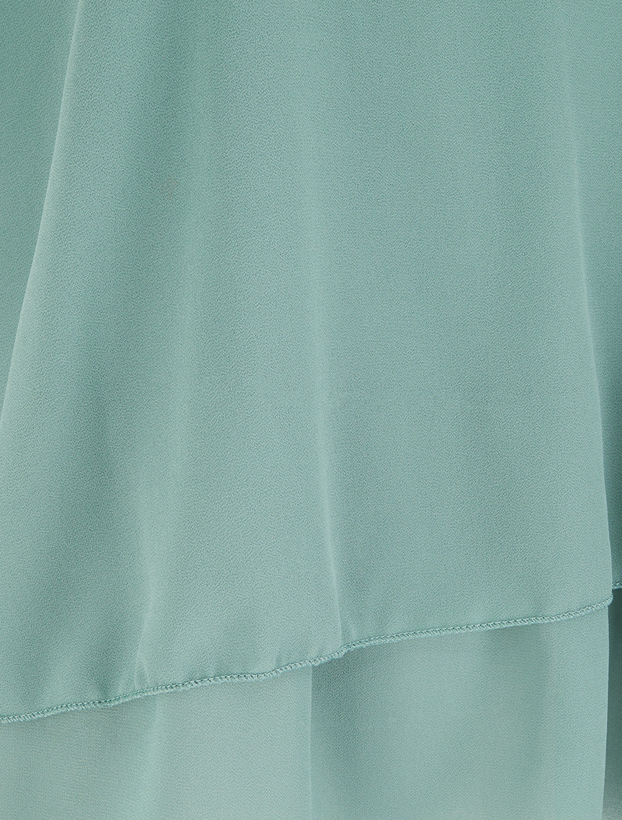 Top en voile à bords volantés - Turquoise - 3