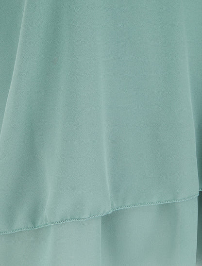 Top en voile à bords volantés - Turquoise - 3