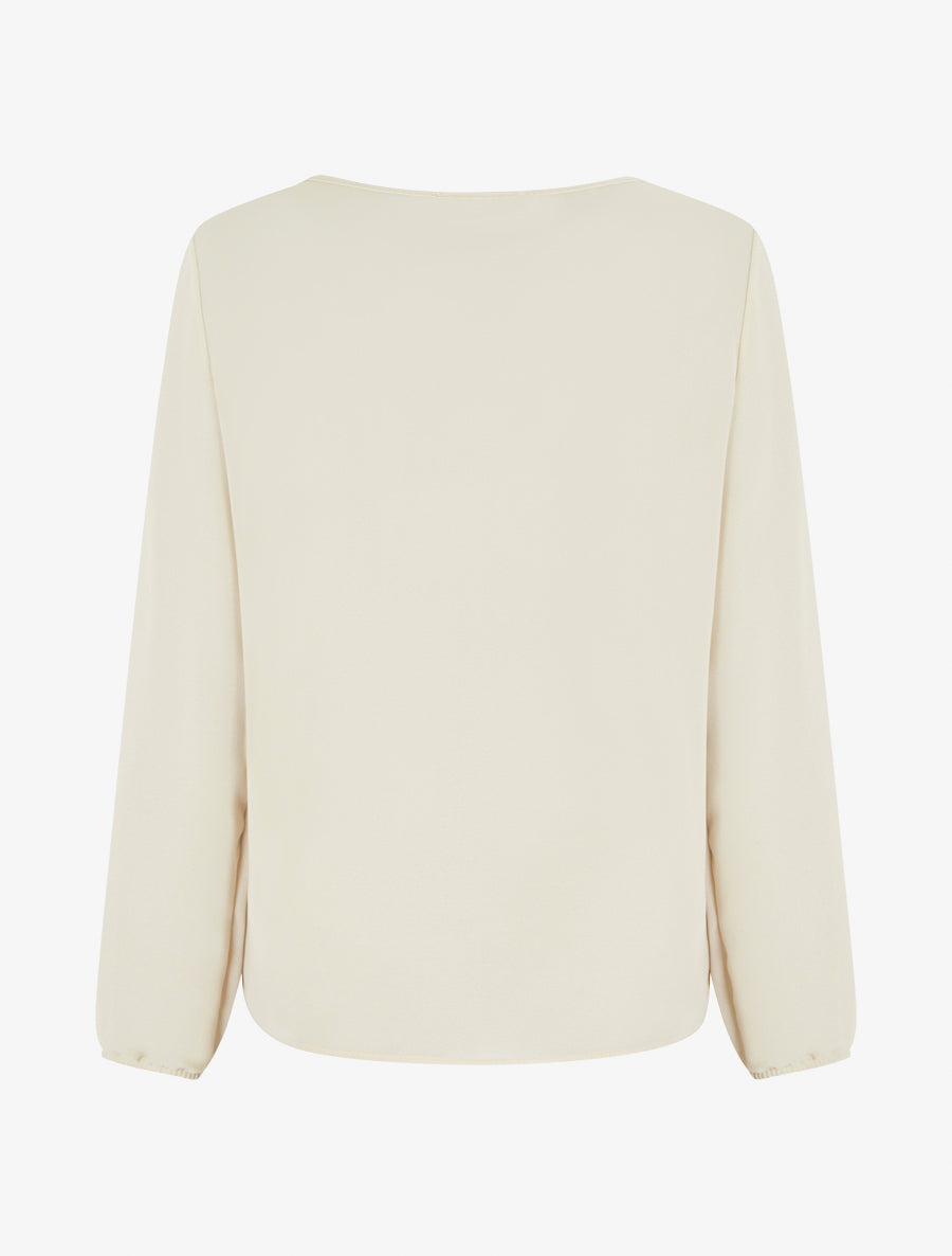 Blouse en voile à effet drapé - Beige - 2