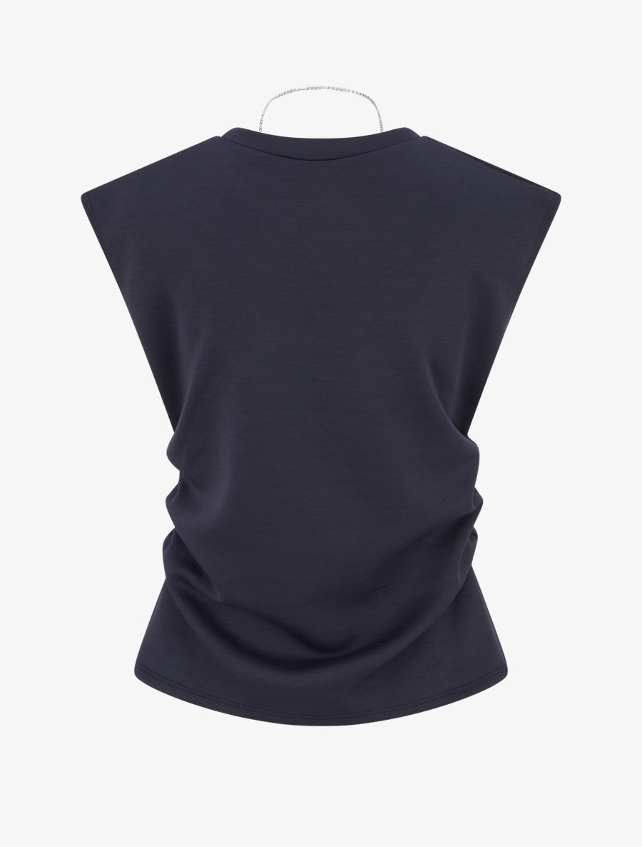 Top sans manches à côtés froncés - Bleu nuit - 2