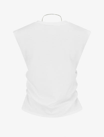 Top sans manches à côtés froncés - Blanc - 2