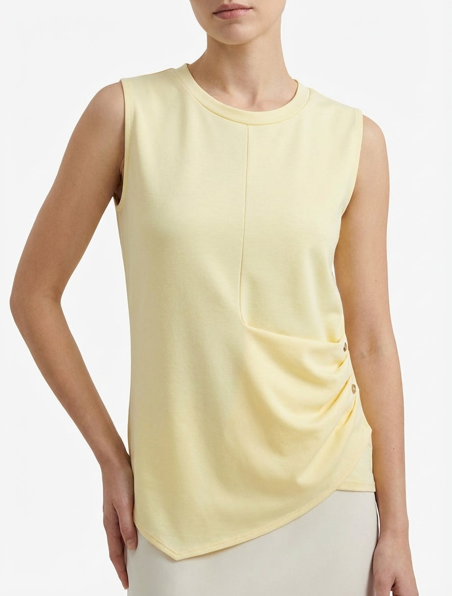 Top sans manches à détails boutonnés - Jaune