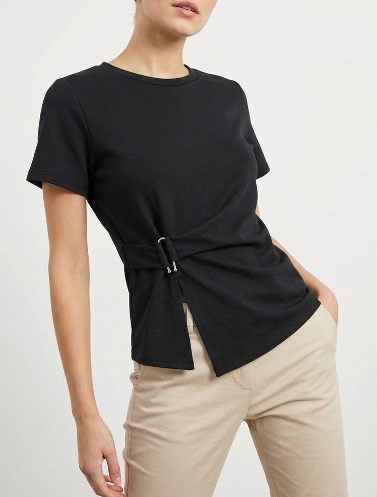 Top coupe droite à boucle - Noir