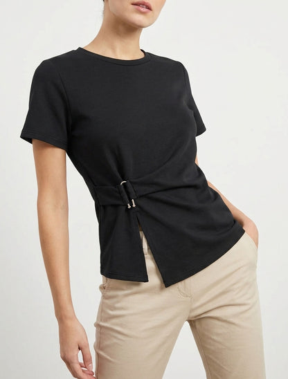 Top coupe droite à boucle - Noir