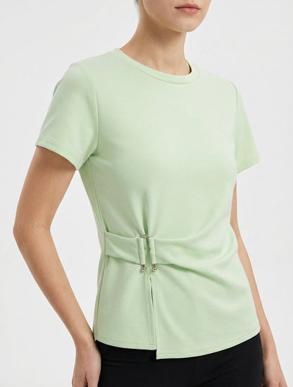 Top manches courtes taille à boucle - Vert pomme