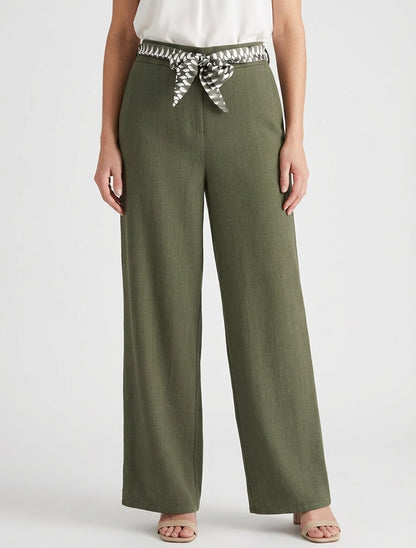 Pantalon ample à taille haute - Kaki