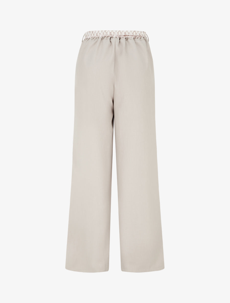 Pantalon ample uni et ceinturé - Taupe clair - 2